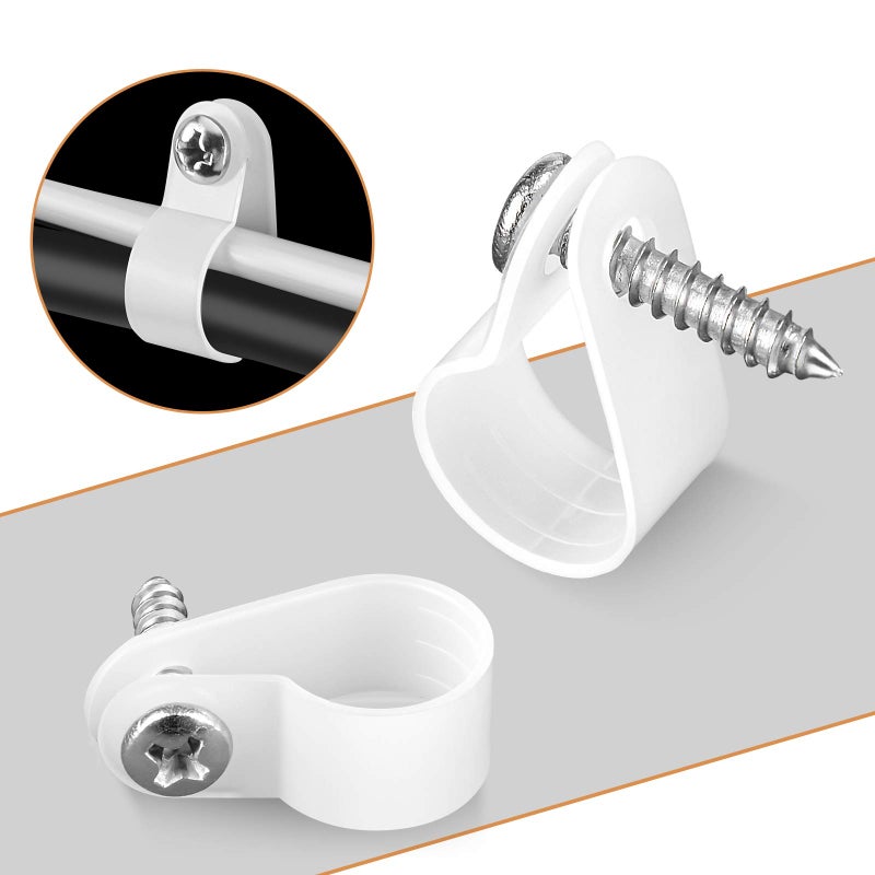 Temoyj 100 Pack 1/2 Inch Cable Clips, Rope Light P-Style Mounting Clips with Compatible Stainless Steel Pan Head Phillips Screws - Image 3